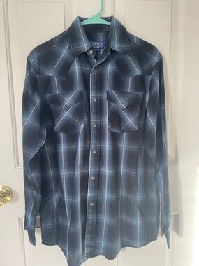 Pendleton Blue Plaid Western Button-Down Shirt